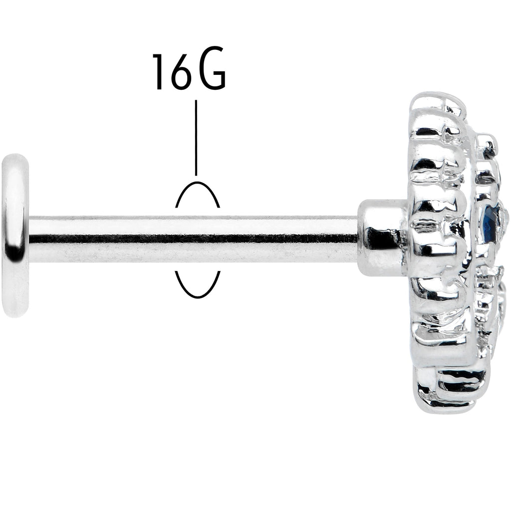 16G 5/16 Blue Clear Gem Abstract Arch Labret Monroe Tragus
