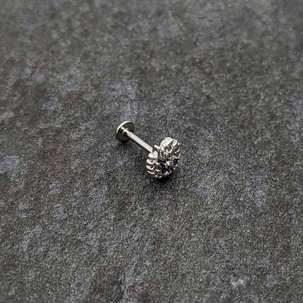 16G 5/16 Blue Clear Gem Abstract Arch Labret Monroe Tragus