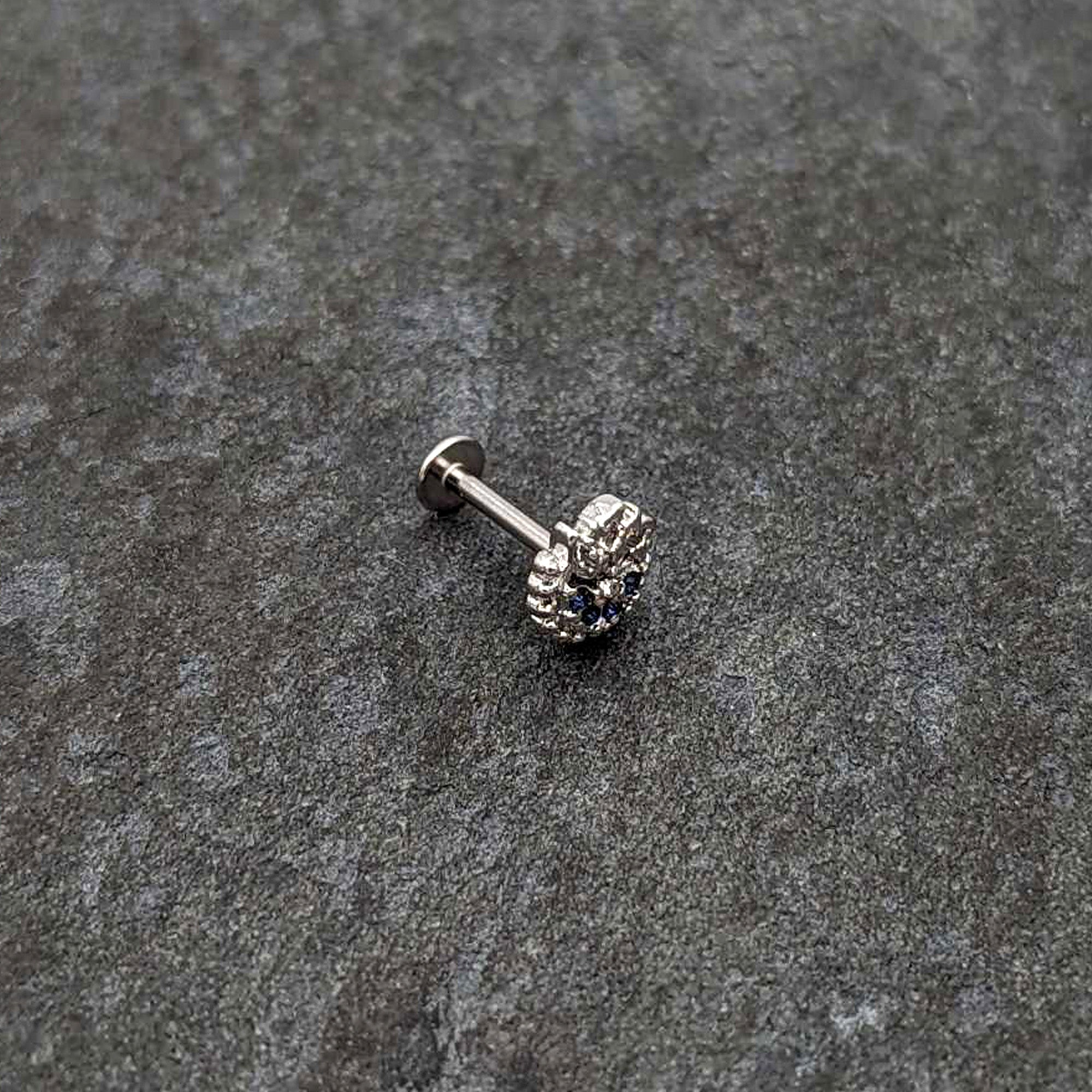 16G 5/16 Blue Clear Gem Abstract Arch Labret Monroe Tragus