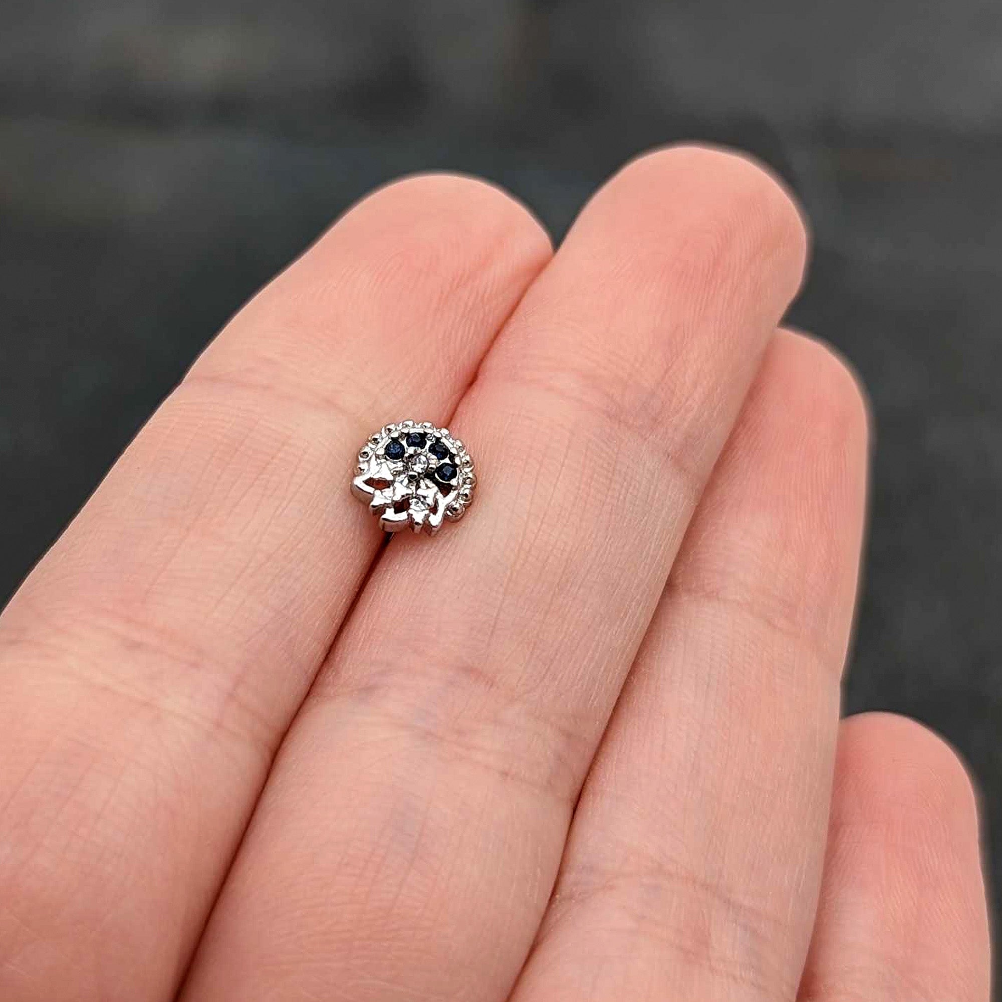 16G 5/16 Blue Clear Gem Abstract Arch Labret Monroe Tragus