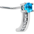 20G 1/4 Blue Gem Texture Glam Faux Hoop L Shape Nose Ring