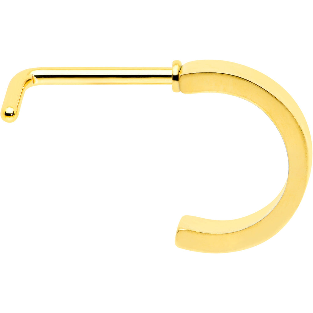 20G 1/4 Gold Tone Simply Smooth Faux Hoop L Shape Nose Ring