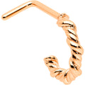 20G 1/4 Rose Gold Tone Wicked Wire Faux Hoop L Shape Nose Ring