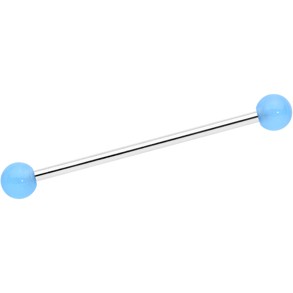 14G Baby Blue UV Glow Ends Industrial Barbell 31mm