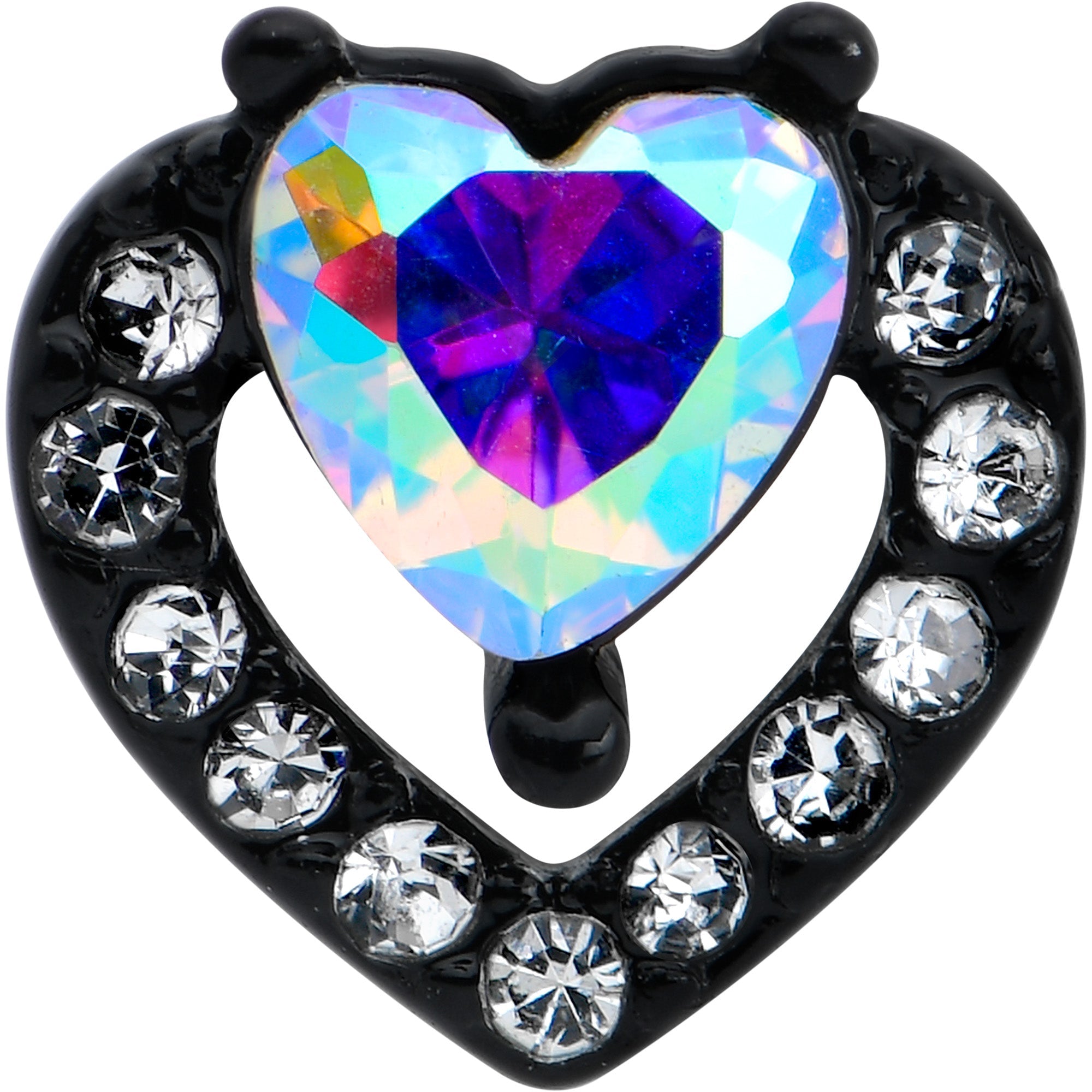 16G 5/16 Aurora Gem Black Rococo Hearts Labret Monroe Tragus