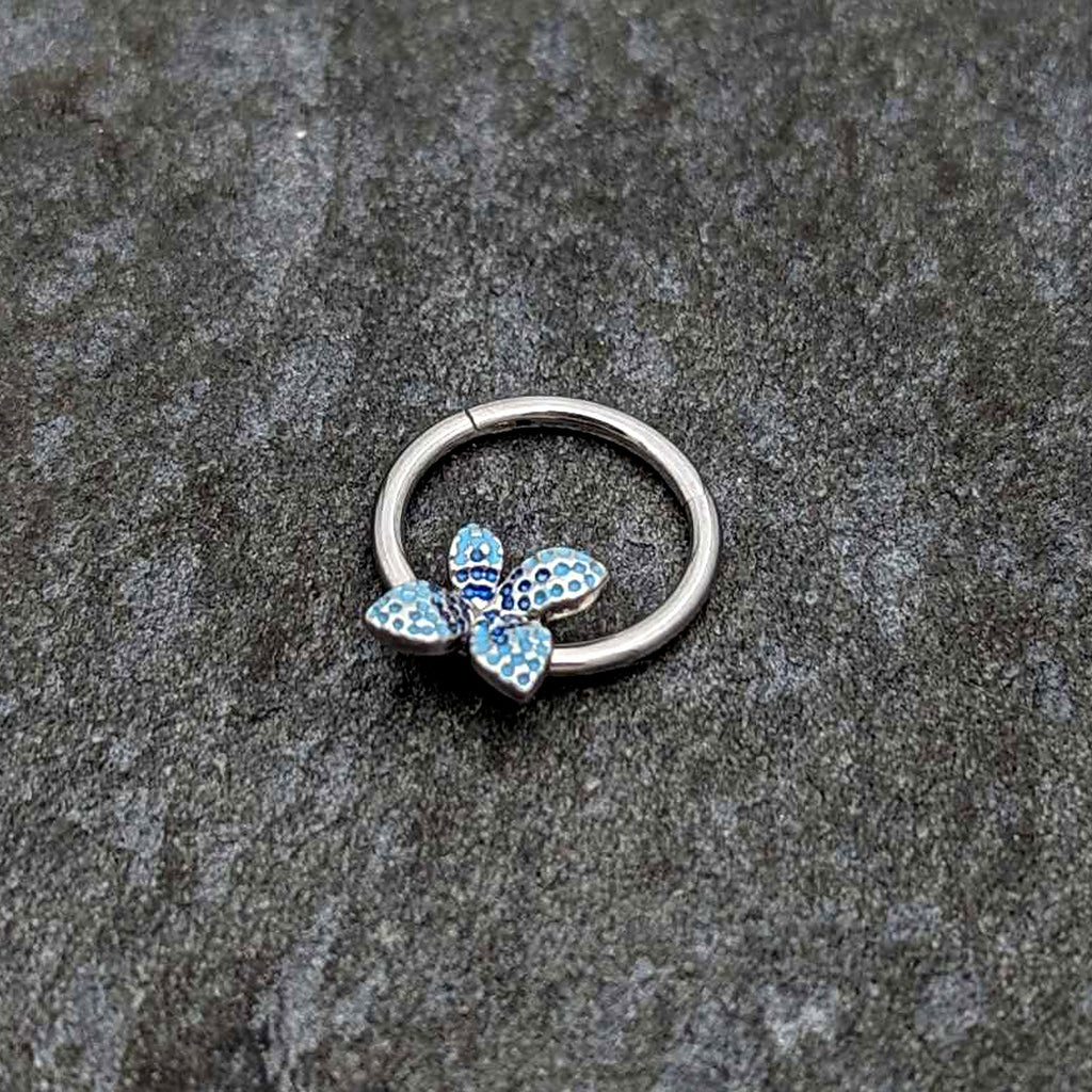 16G 3/8 Glamour Butterfly Hinged Segment Ring