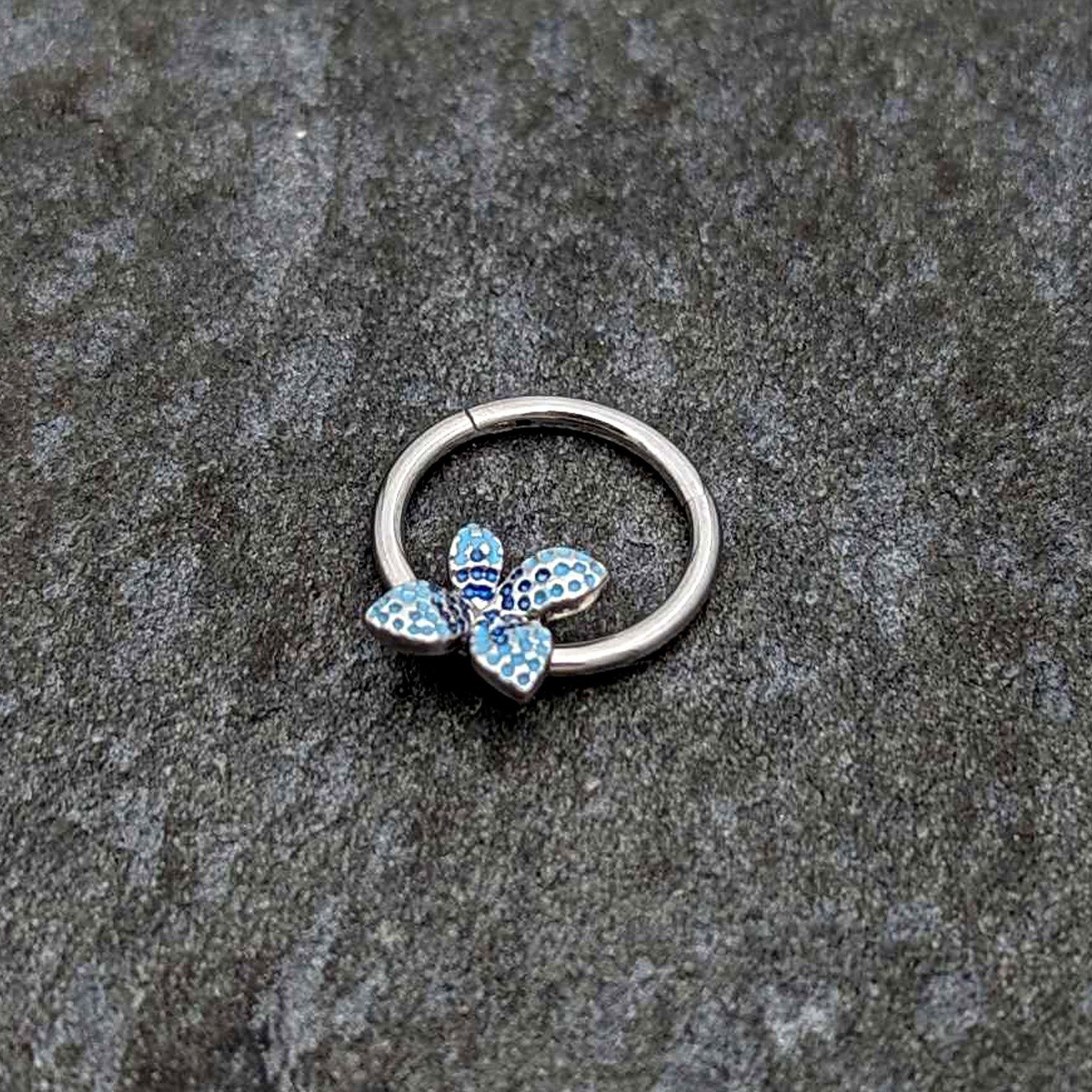 16G 3/8 Glamour Butterfly Hinged Segment Ring