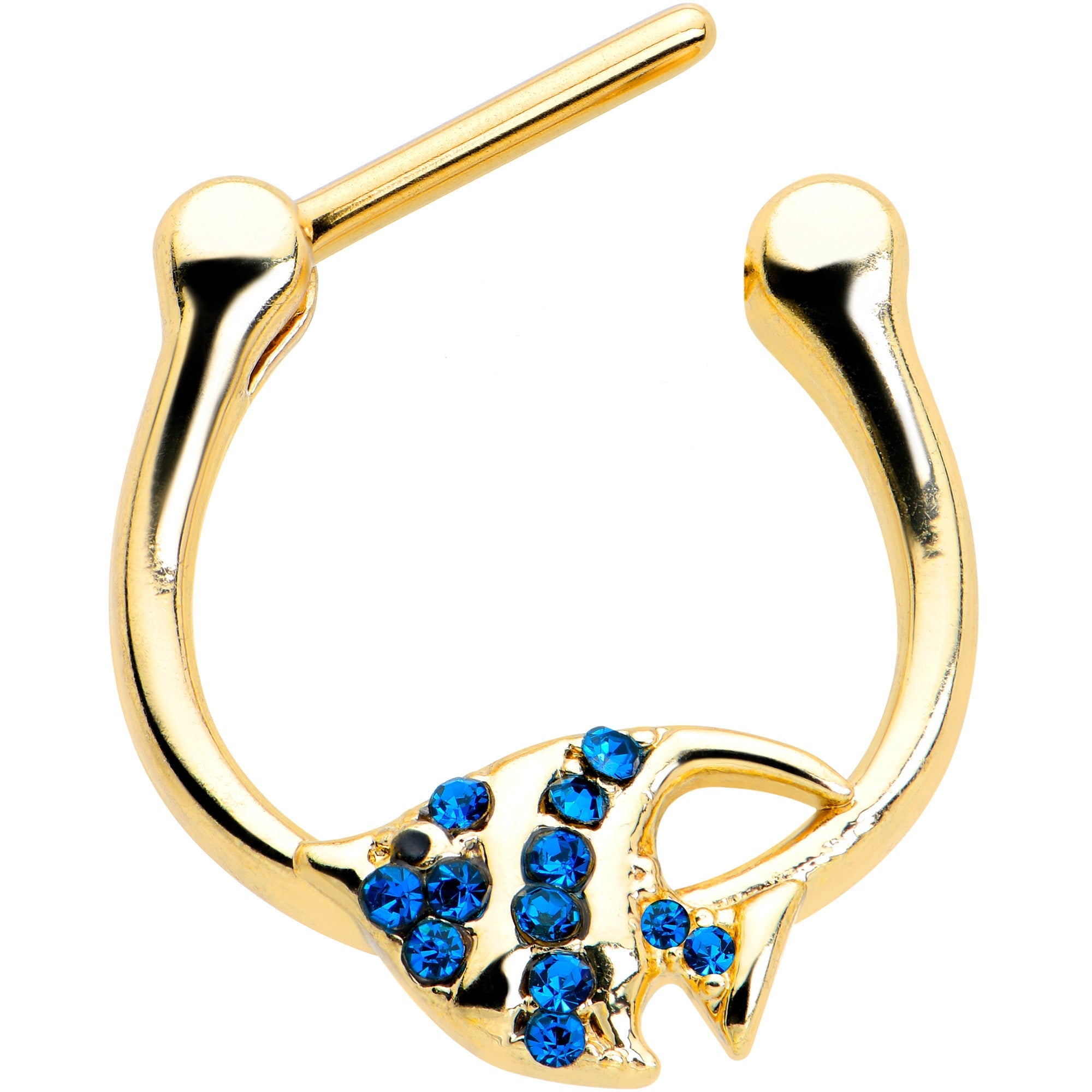 16G 5/16 Blue Gem Gold Tone Adorable Angelfish Cartilage Clicker
