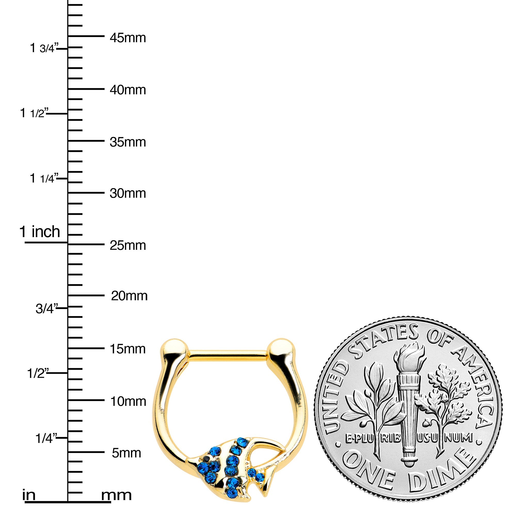 16G 5/16 Blue Gem Gold Tone Adorable Angelfish Cartilage Clicker