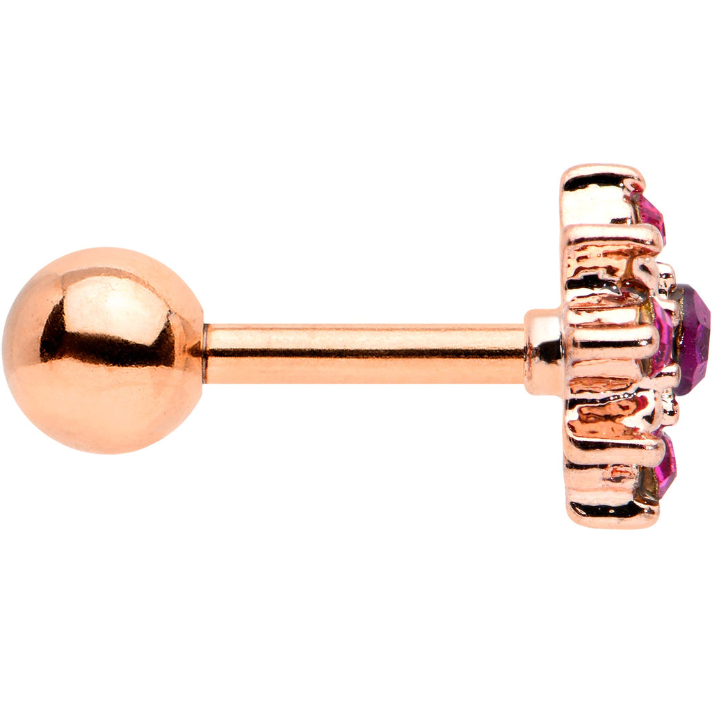 16G 1/4 Pink Gem Rose Gold Tone Rococo Star Cartilage Tragus