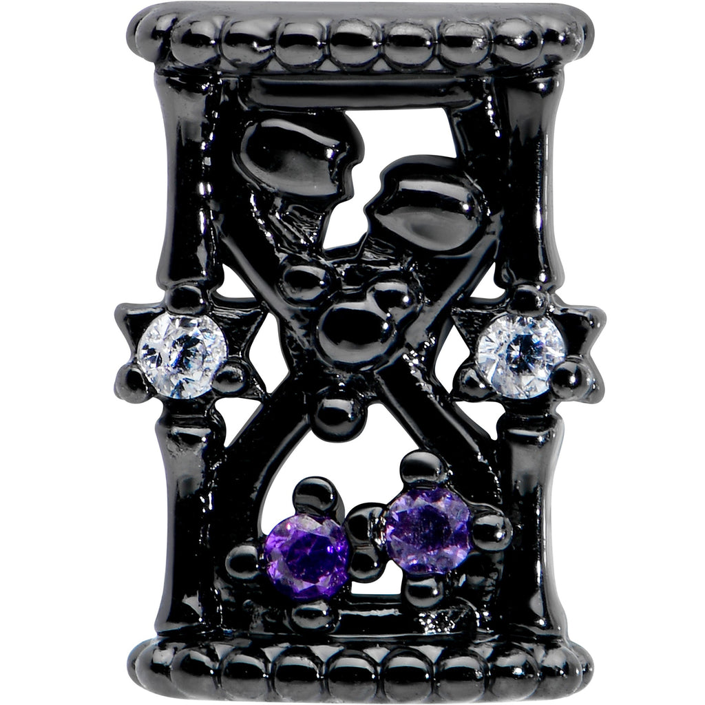 16G 1/4 Purple Gem Black Gothic Hourglass Cartilage Tragus Earring