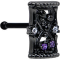 20G 1/4 Purple Clear Gem Black Gothic Hourglass Nose Bone