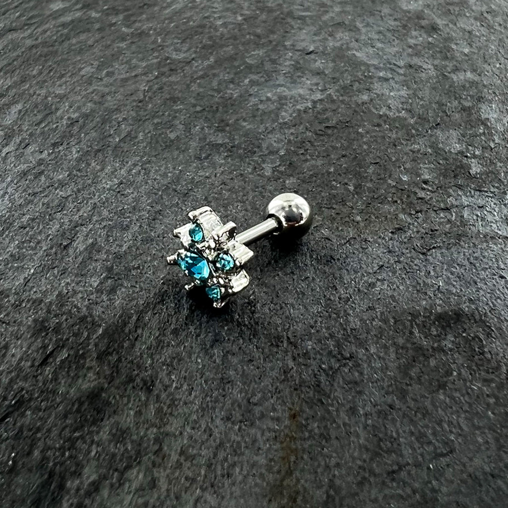 16G 1/4 Blue Gem Stylish Snowflake Cartilage Tragus Earring