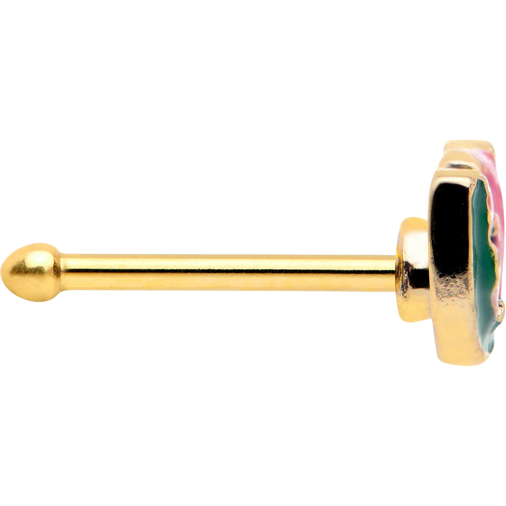 20G 1/4 Gold Tone Watermelon Bite Nose Bone