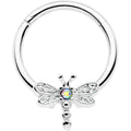16G 3/8 Aurora Gem Dragonfly Flying Hinged Segment Ring