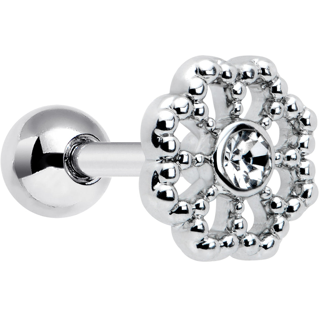 16G 1/4 Clear Gem Baroque Fabulous Flower Cartilage Tragus Earring