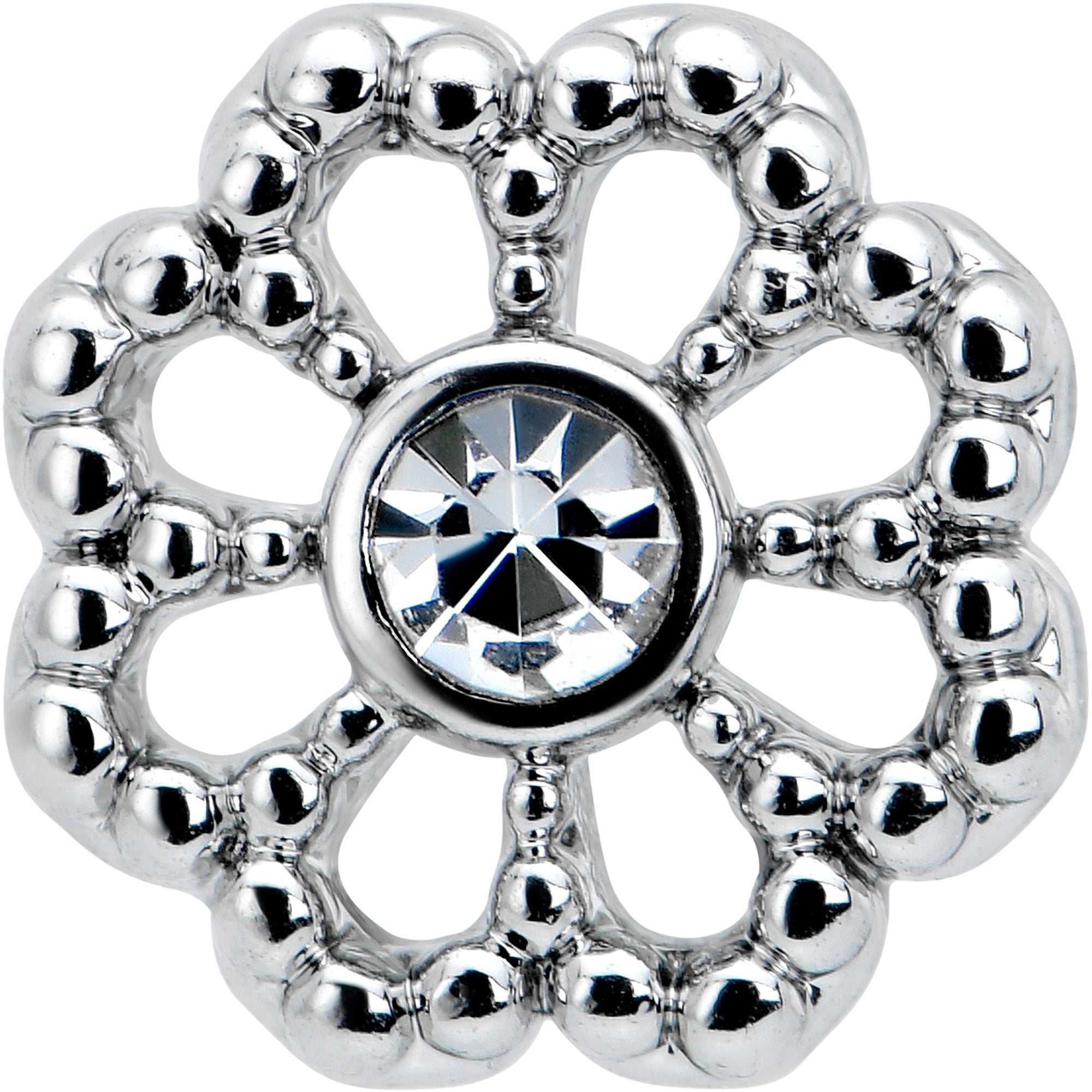 16G 5/16 Clear Gem Baroque Fabulous Flower Labret Monroe Tragus