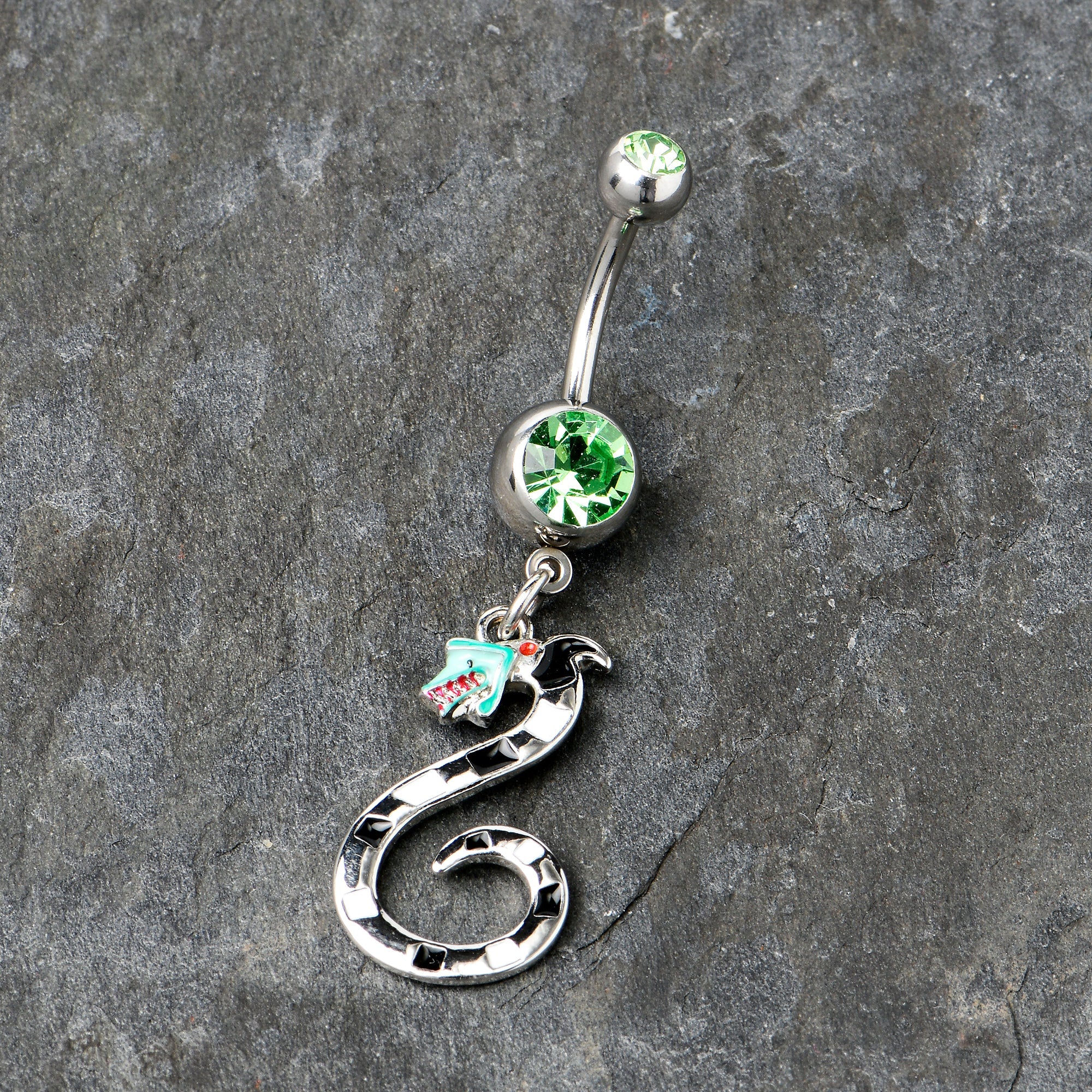 Green Gem Officially Licensed Beetlejuice SandWorm Dangle Belly Ring