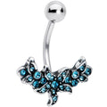 Blue Gem Flower Garland Belly Ring