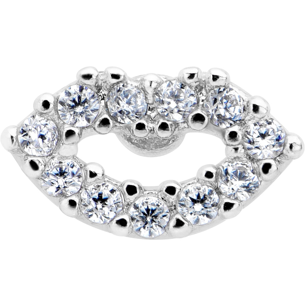 16G 1/4 Clear CZ Gem Kissy Lips Threadless Labret Tragus