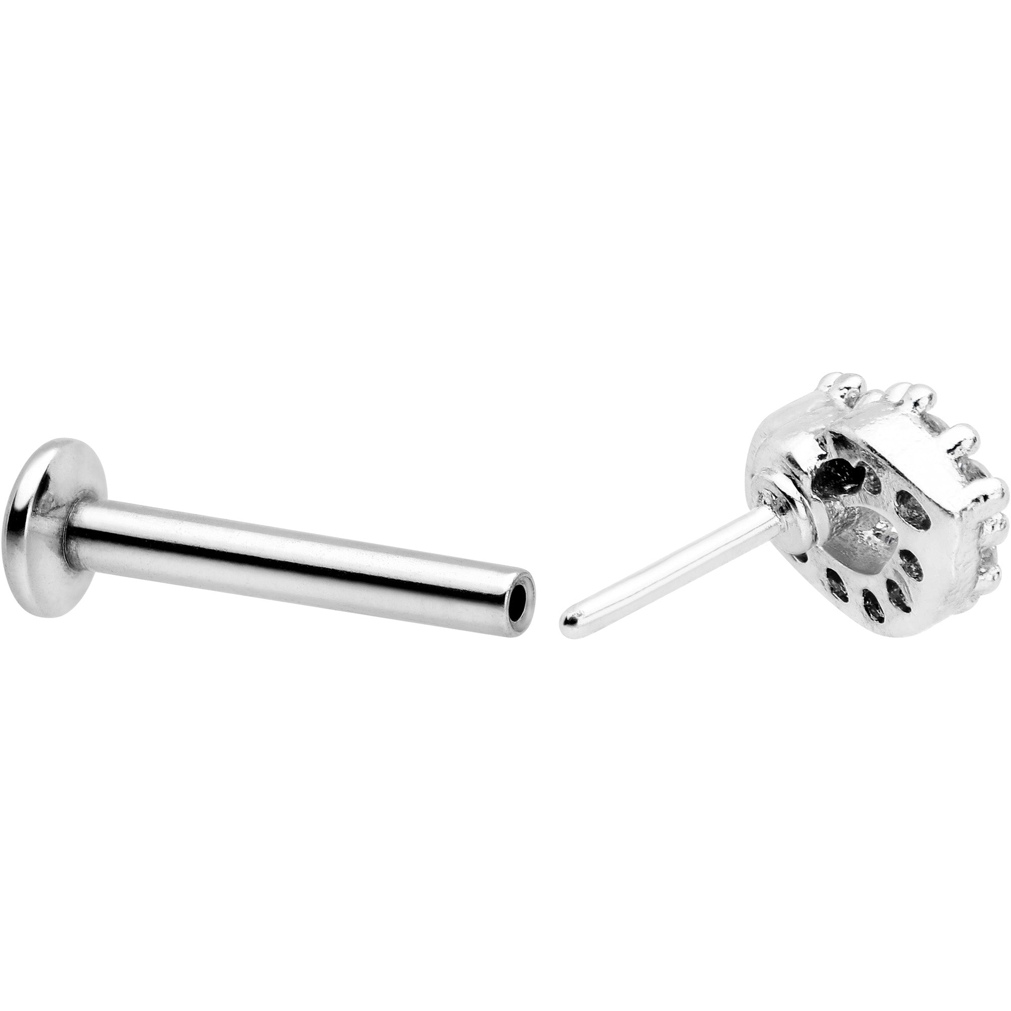 16G 5/16 Clear CZ Gem Kissy Lips Threadless Labret Monroe Tragus