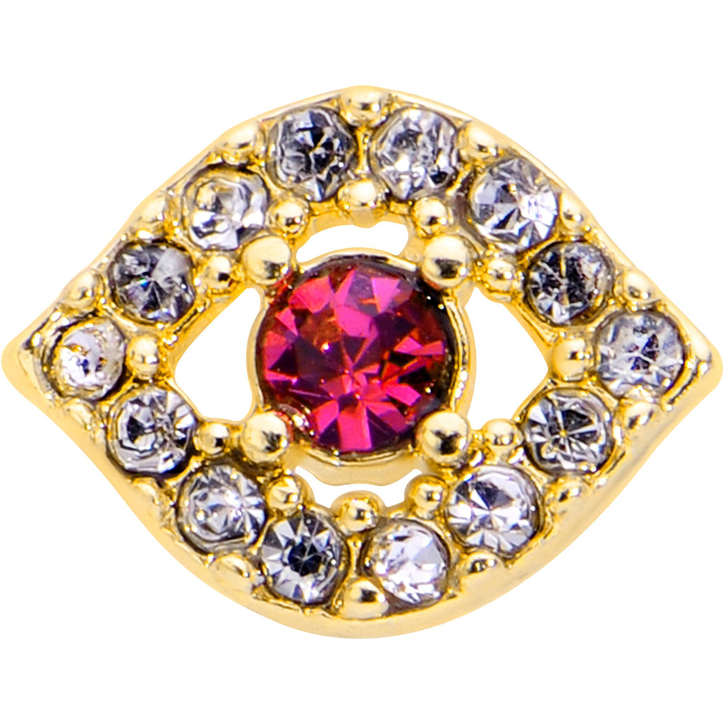 16G 5/16 Clear Pink Gem Gold Tone Open Eye Labret Monroe Tragus