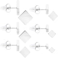 3mm-8mm Square Stud 316L Stainless Steel Earrings 6 Pack
