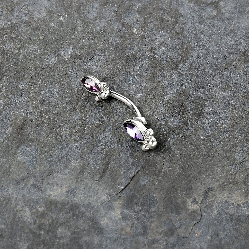 Purple Gem Art Deco Ovals Double Mount Belly Ring