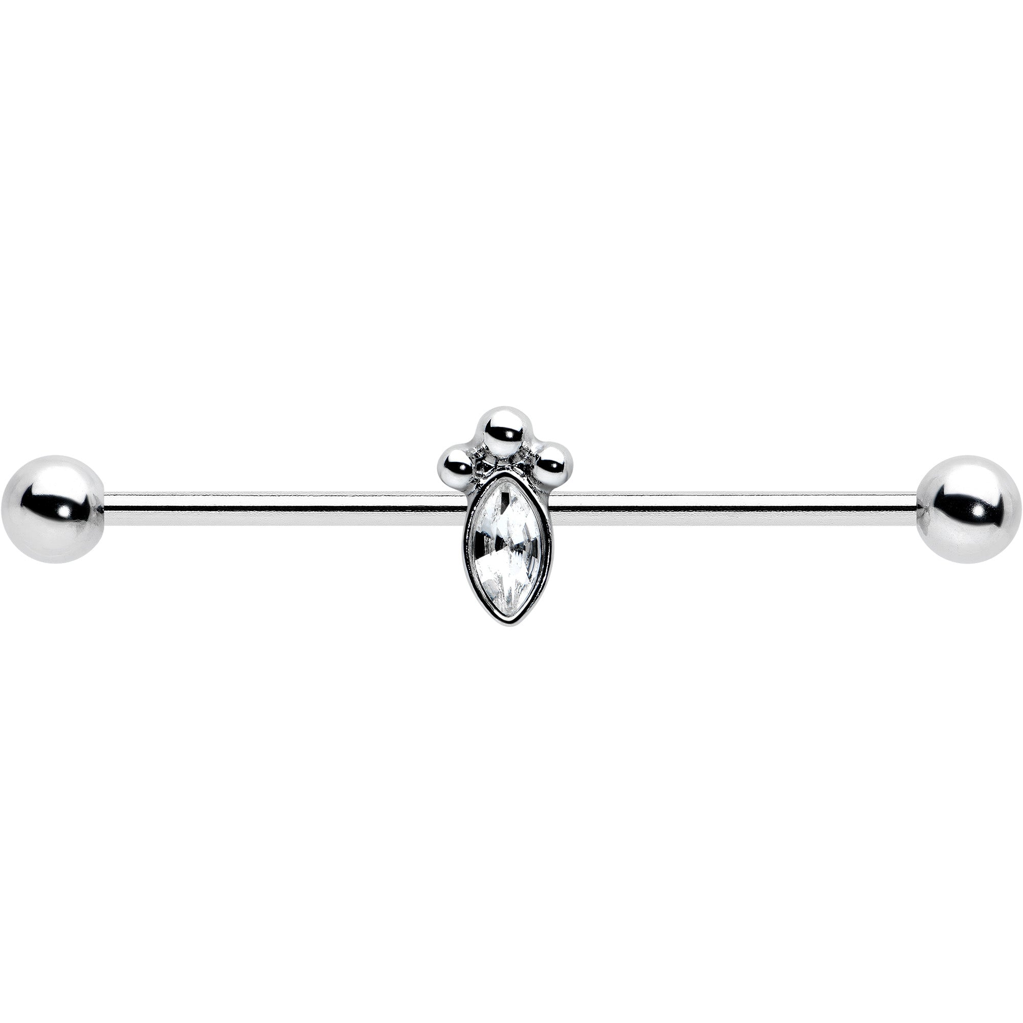 14G Gem Deco Oval Industrial Barbell 38mm
