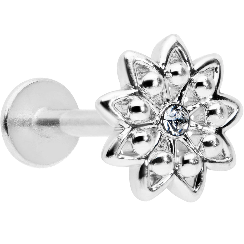 16G 5/16 Clear Gem Starry Flower Labret Monroe Tragus