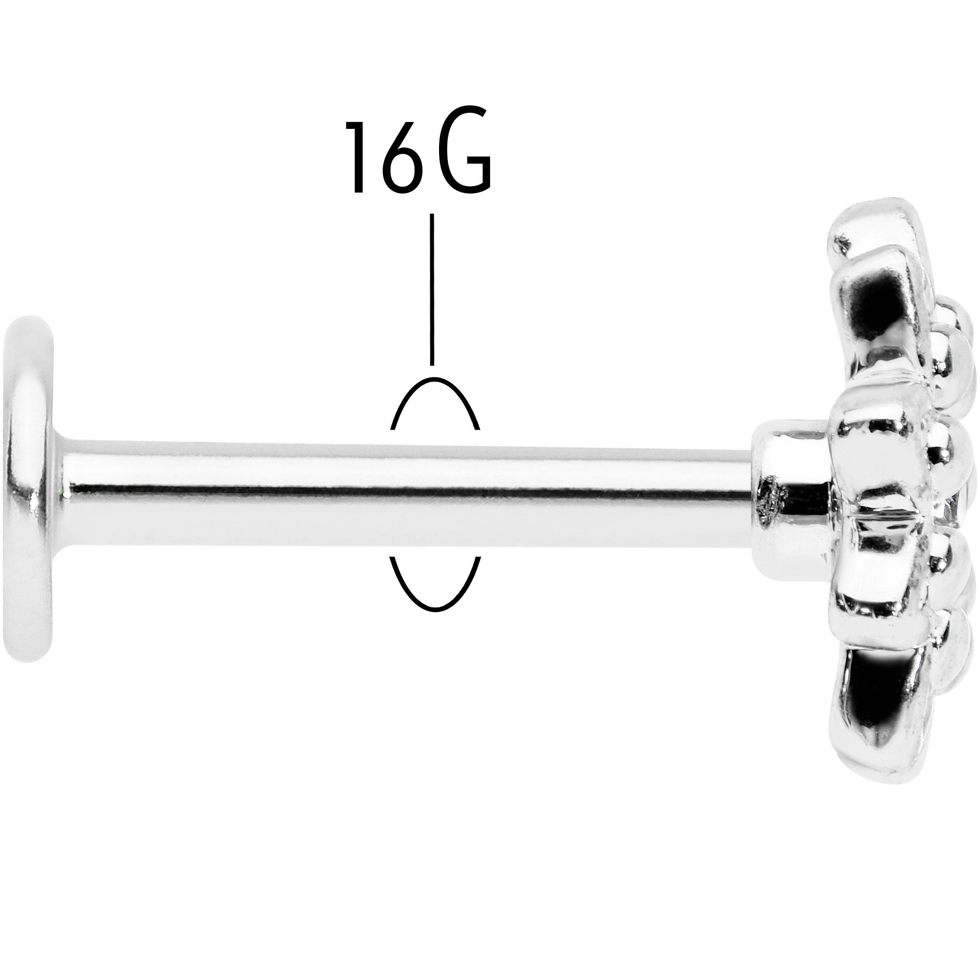 16G 5/16 Clear Gem Starry Flower Labret Monroe Tragus