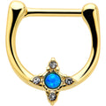 16G 5/16 Blue Synthetic Opal Gold Tone Rhombus Cartilage Clicker