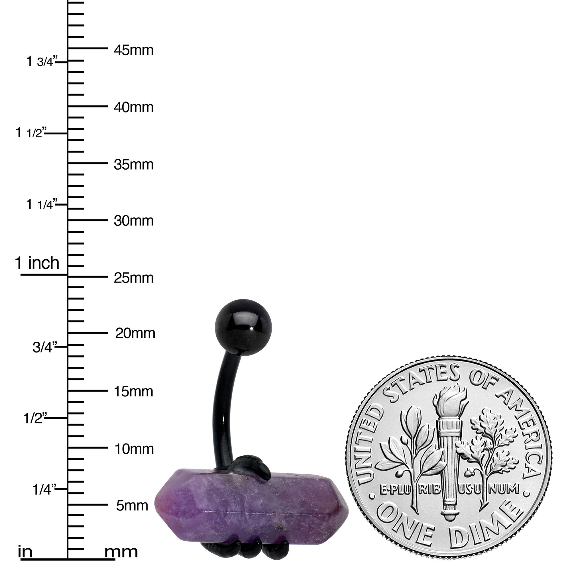 Purple Amethyst Stone Black Claw Belly Ring