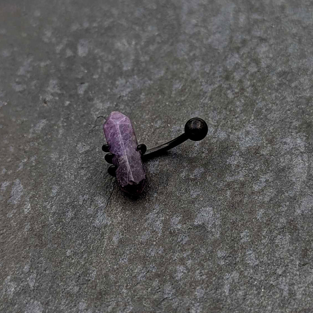 Purple Amethyst Stone Black Claw Belly Ring