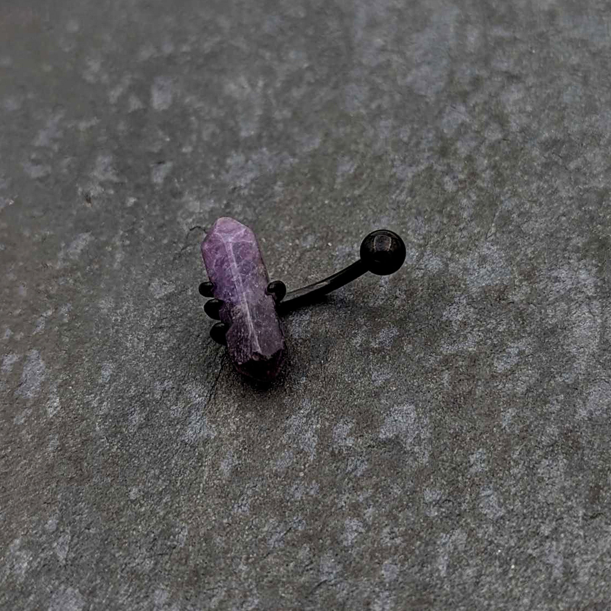 Purple Amethyst Stone Black Claw Belly Ring