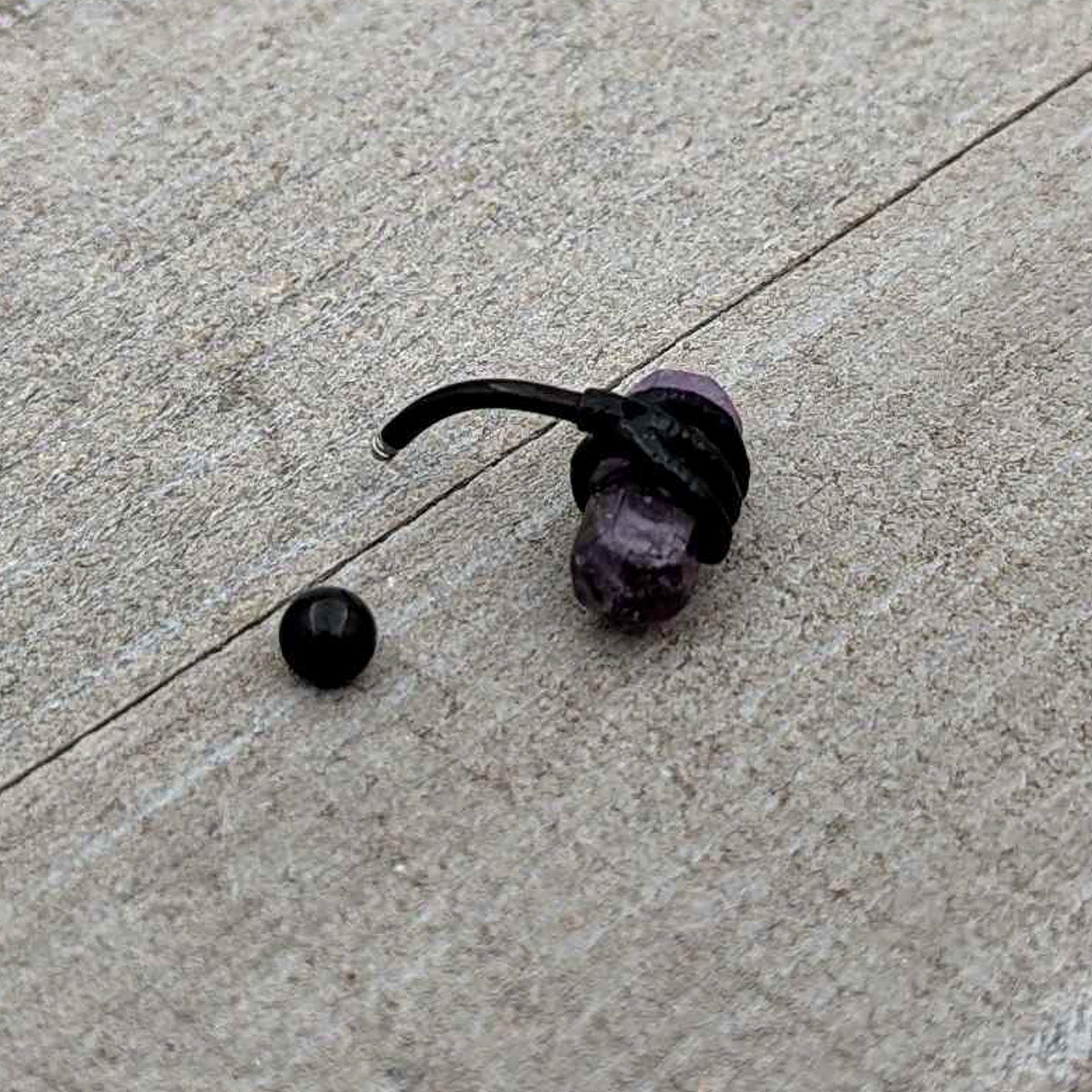 Purple Amethyst Stone Black Claw Belly Ring