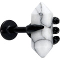 16G 5/16 White Howlite Black Claw Obelisk Labret Monroe Tragus