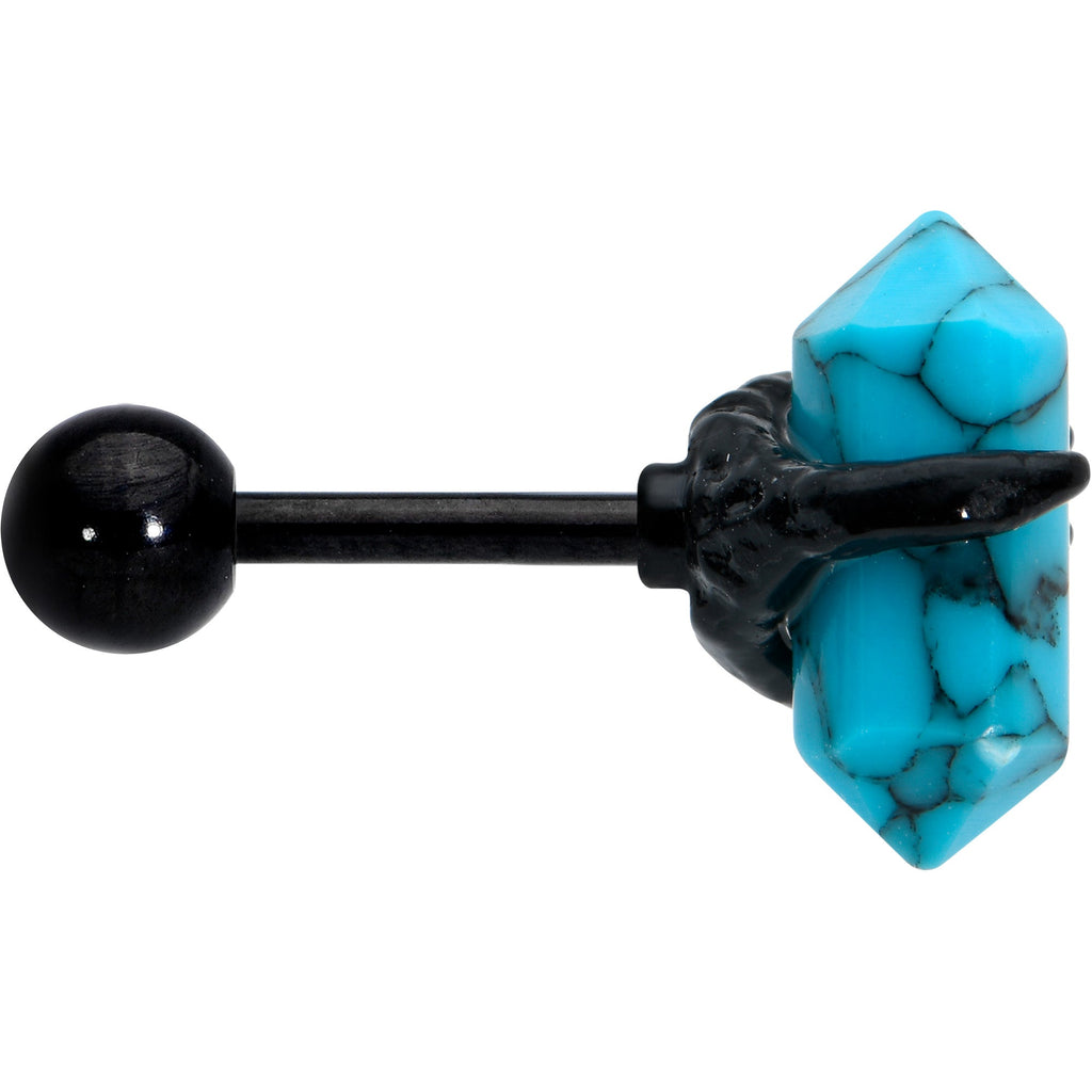 16G 1/4 Blue Turquoise Black Claw Obelisk Cartilage Earring