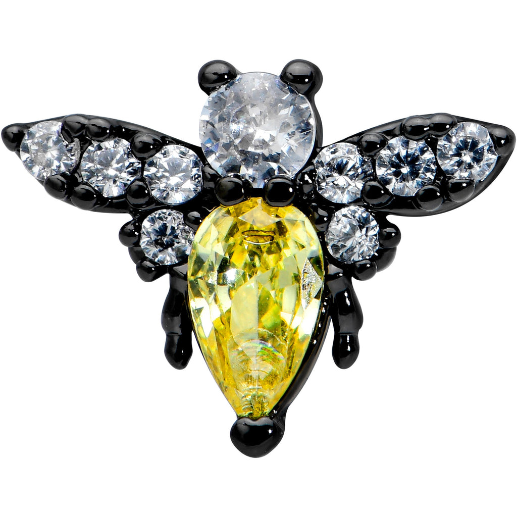 16G 5/16 Clear Yellow Gem Black Butterfly Labret Monroe Tragus