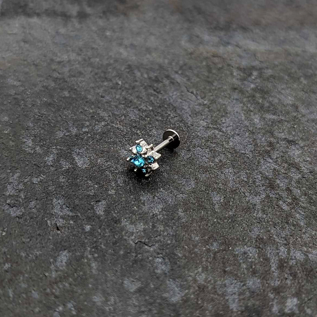16G 5/16 Blue Gem Stylish Snowflake Labret Monroe Tragus