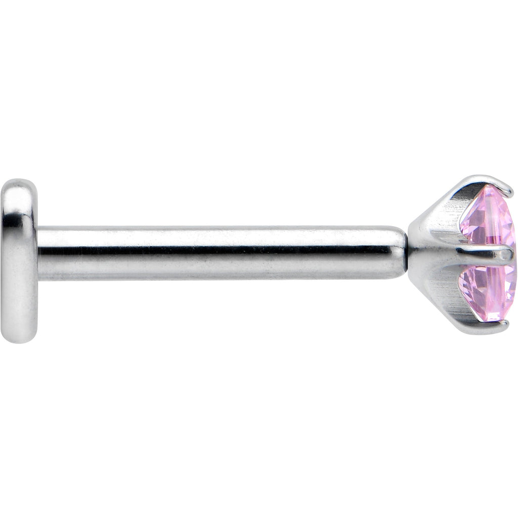 16G 5/16 Pink CZ ASTM F-136 Implant Grade Titanium Threadless Heart End Labret