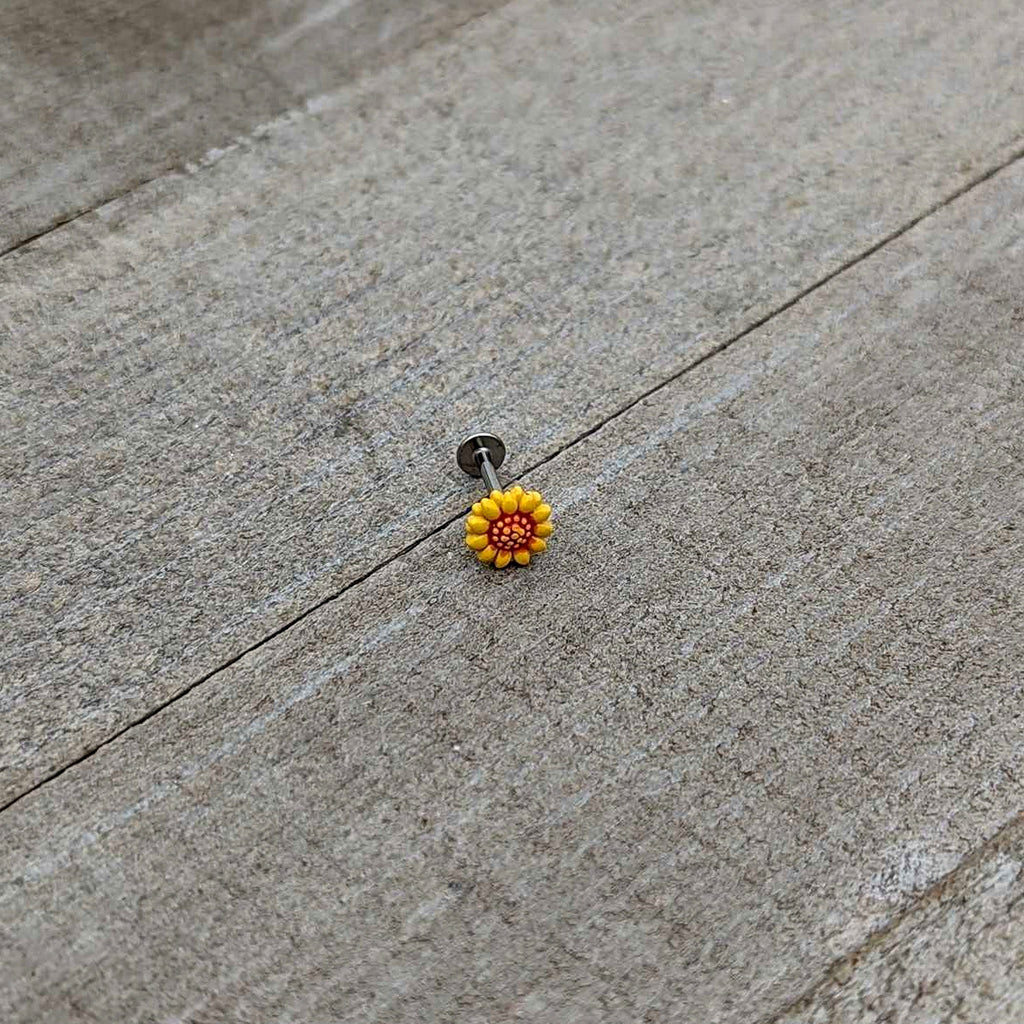 16G 5/16 Happy Sunflower Yellow Labret Monroe Tragus