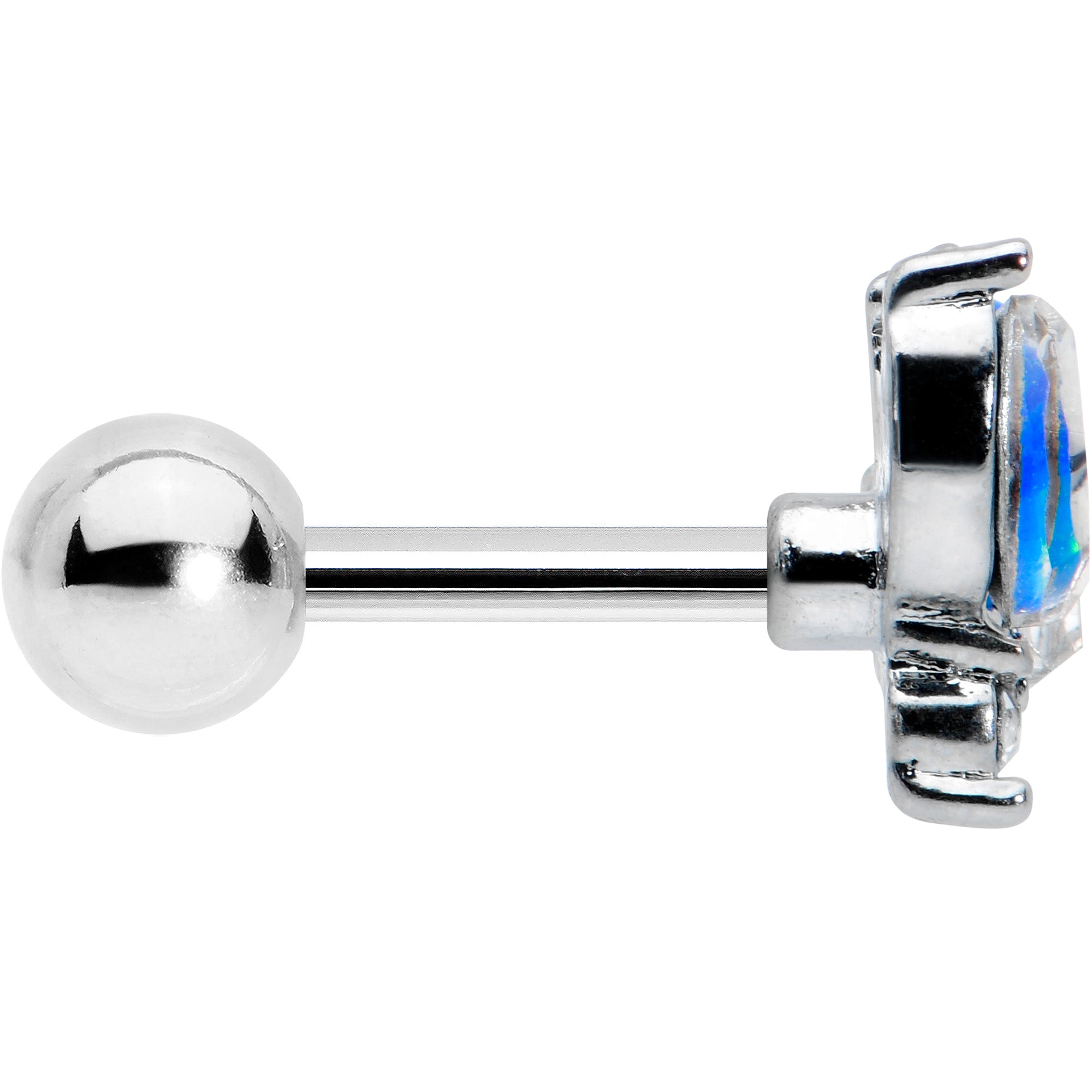16G 1/4 Blue Synthetic Opal Style Flower Cartilage Tragus Earring