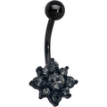 Clear Gem Black Evening Flower Belly Ring