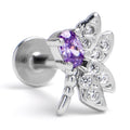 16G 1/4 Purple Gem Divine Dragonfly Labret