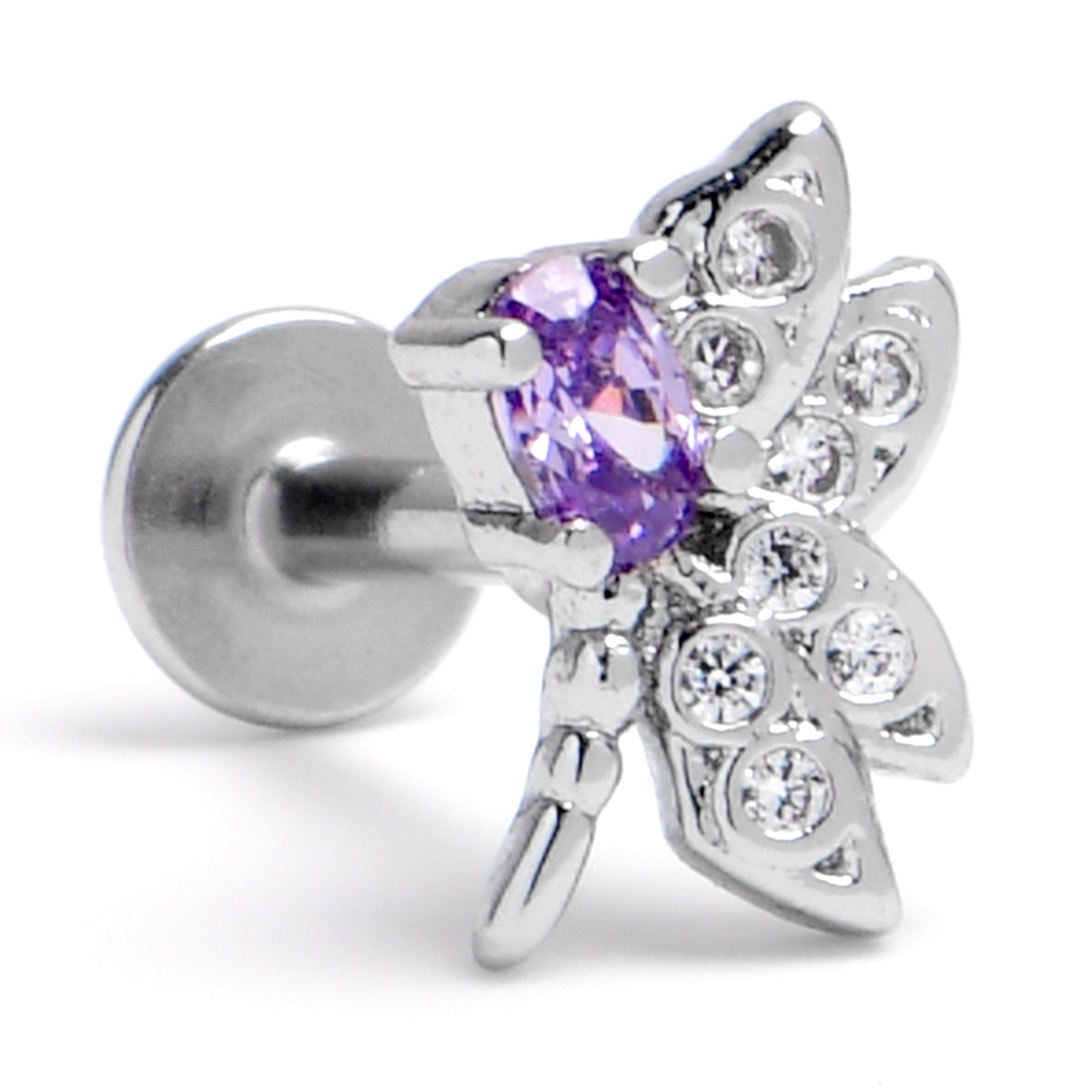 16G 1/4 Purple Gem Divine Dragonfly Labret
