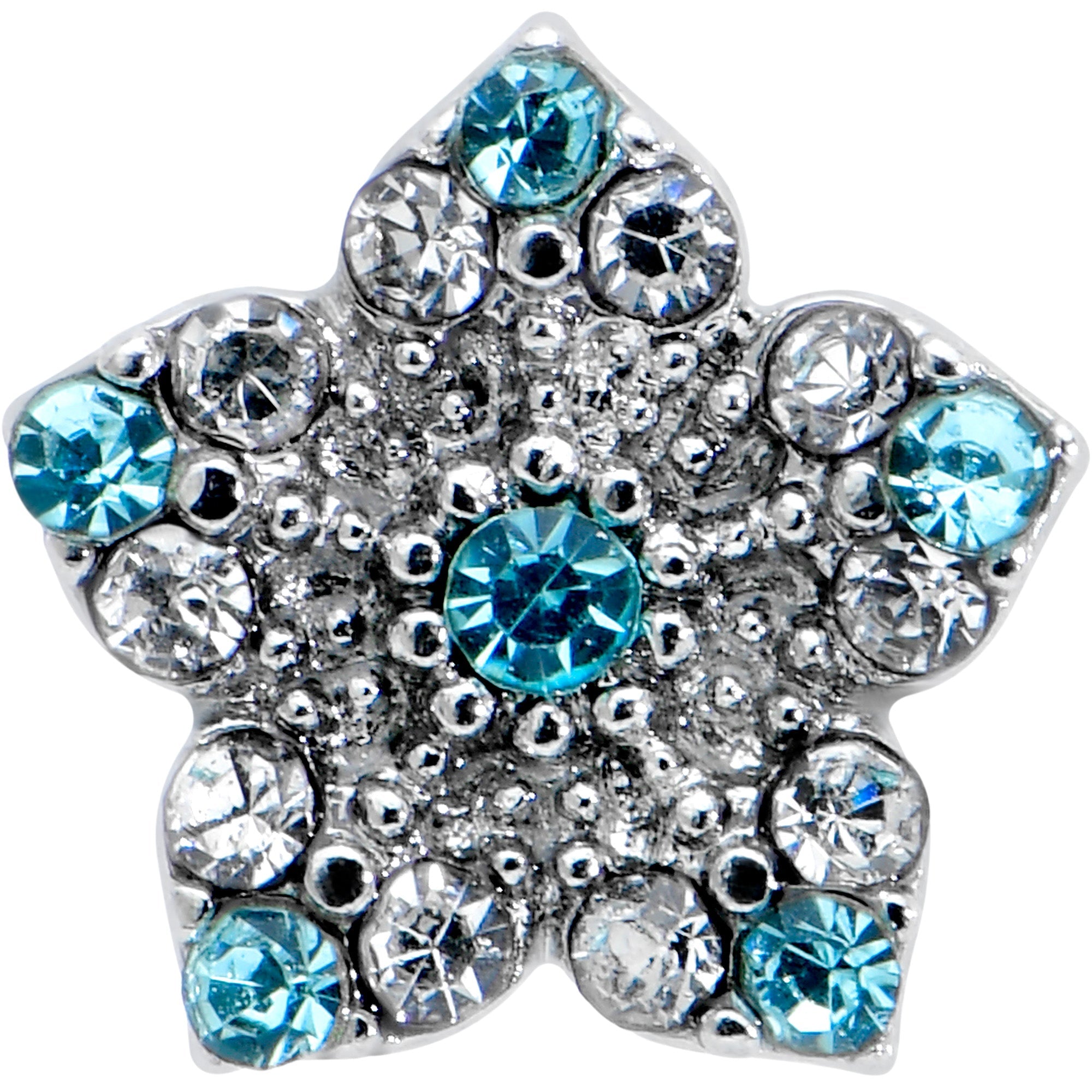 16G 5/16 Clear Blue Gem Opulent Flower Labret Monroe Tragus