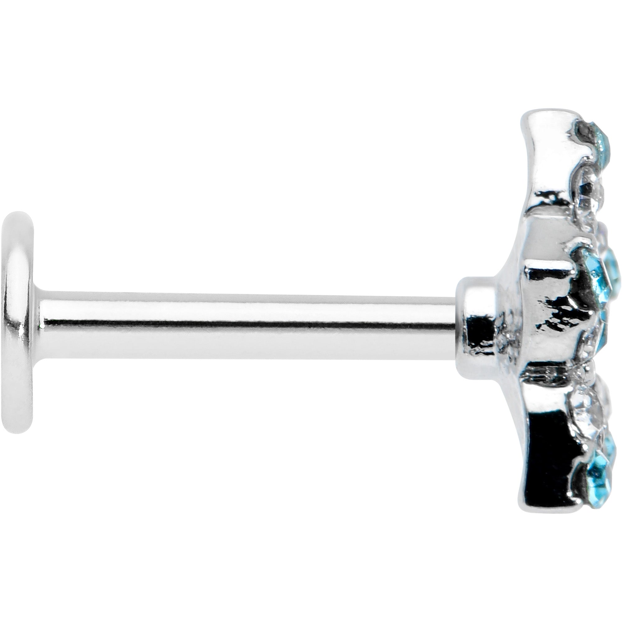 16G 5/16 Clear Blue Gem Opulent Flower Labret Monroe Tragus