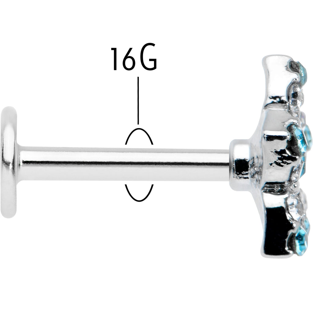16G 5/16 Clear Blue Gem Opulent Flower Labret Monroe Tragus