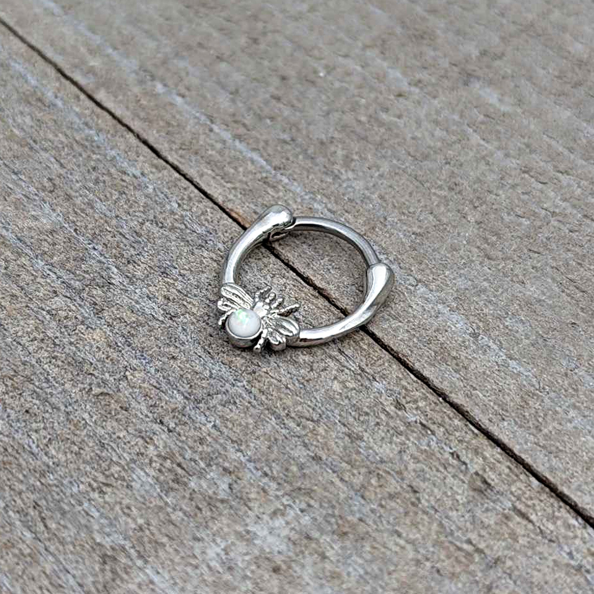 16G 5/16 White Faux Opal Ultra Fly Cartilage Clicker
